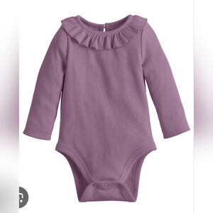 🌻 NWT Jumping Beans Baby Girl Ruffle Collar Ribbed Bodysuit 3M Purple Romper